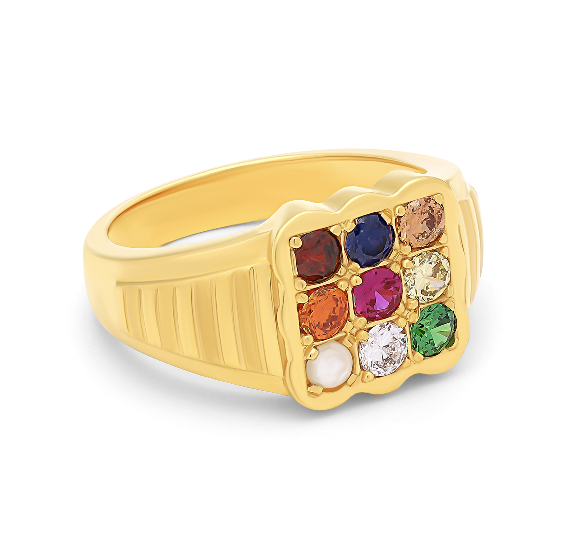 Navaratna Rings -The Infamous 9 Gem Navaratna Ring - Yellow Gold